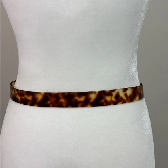 Translucent Tortoise Shell Print plastic Belt silver buckle, fits 33” waist - Picture 5 of 5